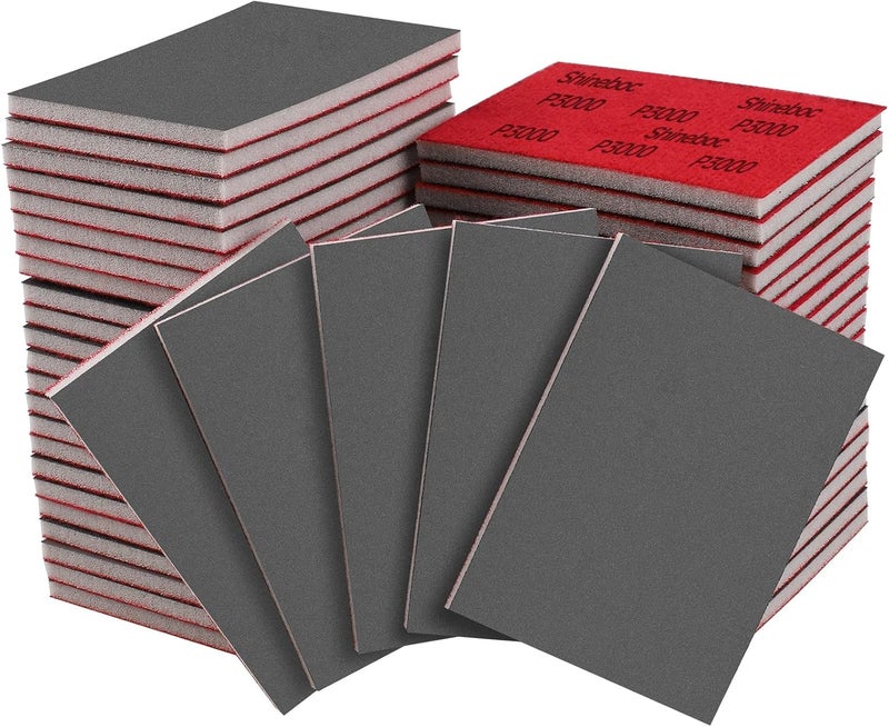 Shineboc 20 Pcs 3 x 4 Inch 3000 Grit Sanding Sponge Set, Ultra Fine Sanding Sponges Pads, Soft Foam Hand Sander Block Wet Dry Sandpaper for Model Drywall Metal Wood Furniture Polishing - Image 1